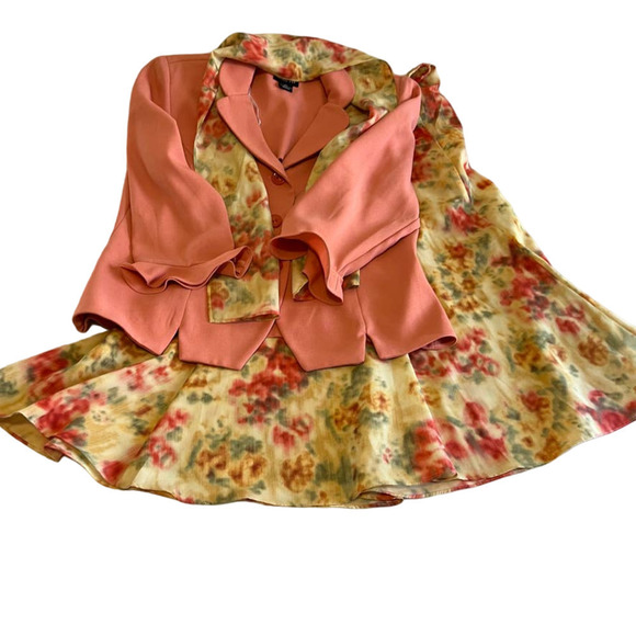 Leslie Fay three pink floral skirt set 14P - Picture 2 of 15